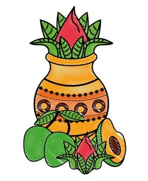 Ugadi indian elements scribble Stock Illustration