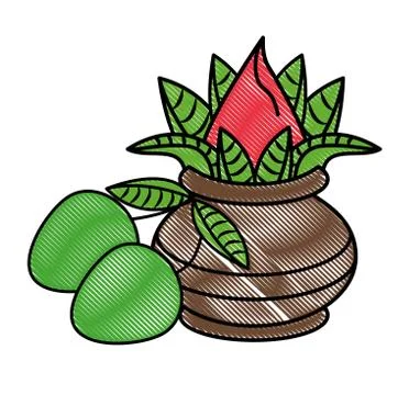 Ugadi indian elements scribble Stock Illustration