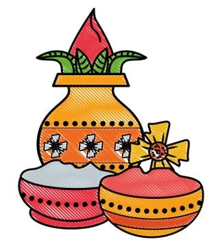 Ugadi indian elements scribble Stock Illustration