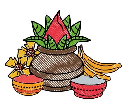 Ugadi indian elements scribble Stock Illustration