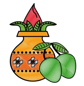 Ugadi indian elements scribble Stock Illustration