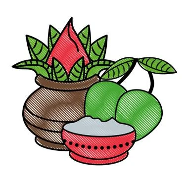 Ugadi indian elements scribble Illustrazione stock