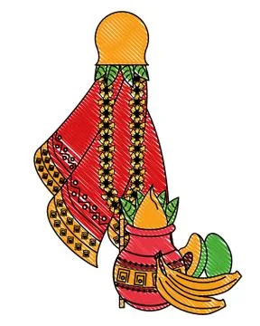 Ugadi indian elements scribble Stock Illustration