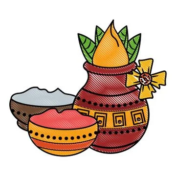 Ugadi indian elements scribble Stock Illustration