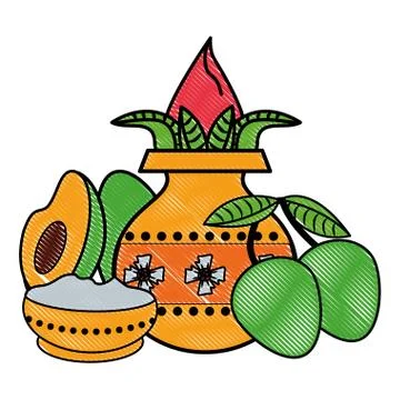 Ugadi indian elements scribble Illustrazione stock