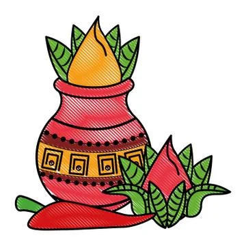 Ugadi indian elements scribble Stock Illustration