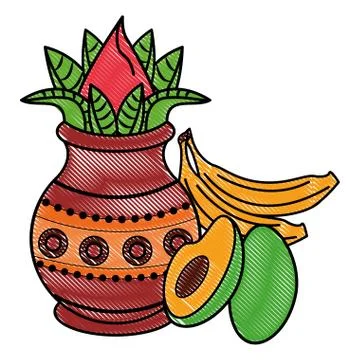 Ugadi indian elements scribble Illustrazione stock