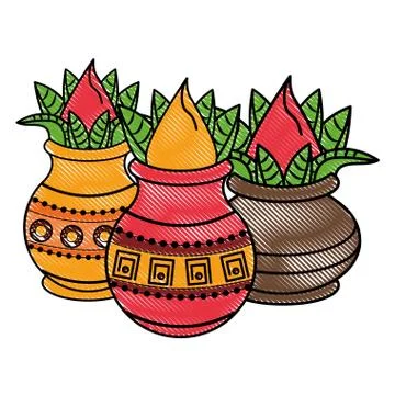 Ugadi indian elements scribble Stock Illustration