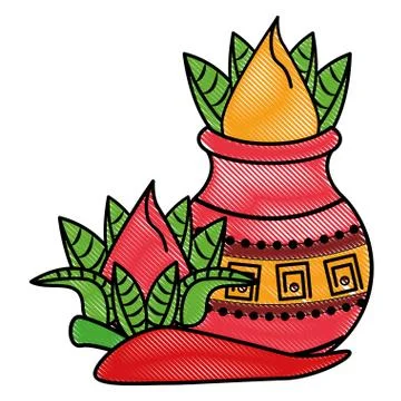 Ugadi indian elements scribble Stock Illustration