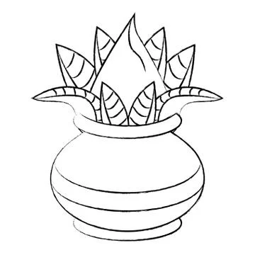 Ugadi indian elements sketch Stock Illustration