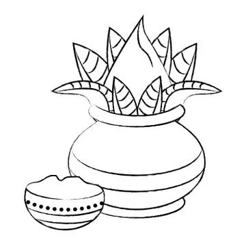 Ugadi indian elements sketch Stock Illustration