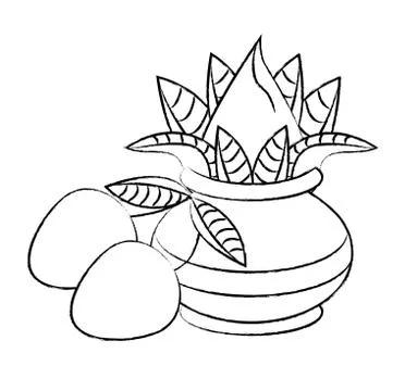 Ugadi indian elements sketch Stock Illustration