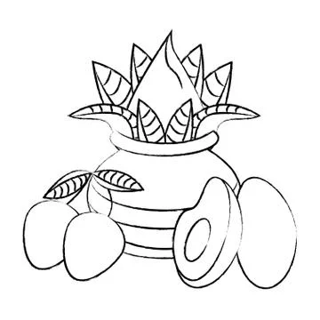 Ugadi indian elements sketch Stock Illustration