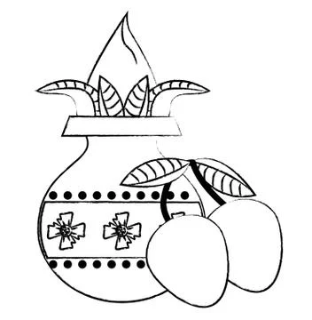 Ugadi indian elements sketch Stock Illustration