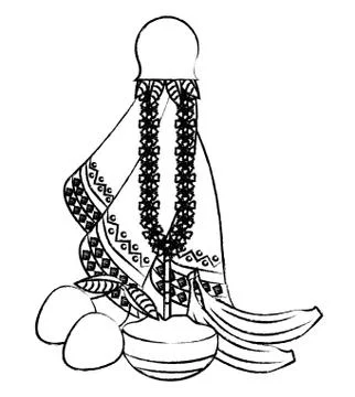 Ugadi indian elements sketch Stock Illustration