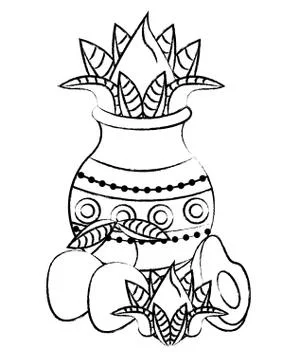 Ugadi indian elements sketch Stock Illustration