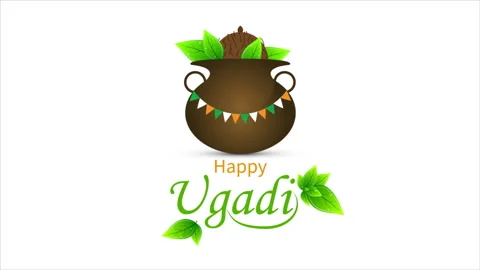 Ugadi jug mango typography Stock Footage 332368906