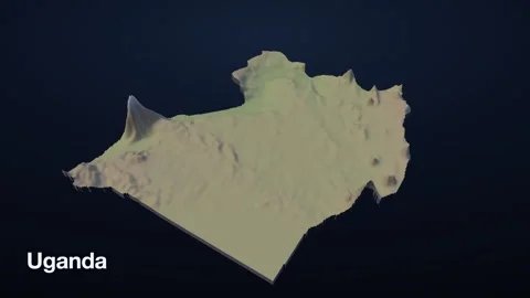 Uganda 3D elevation relief map Stock Footage 340608793