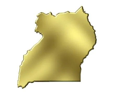Uganda 3d golden map Stock Illustration