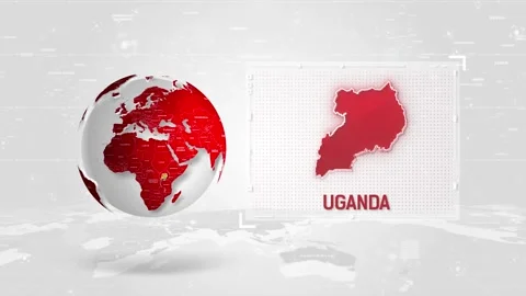Uganda 4K Tech Map Beside Globe On White Background Stock Footage 338241012