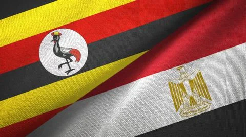 Uganda and Egypt two flags textile cloth Stock Illustration