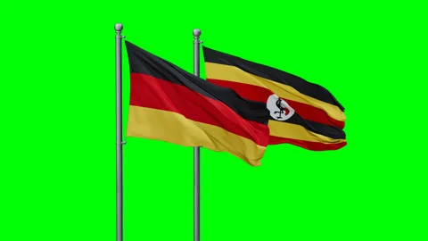 Uganda and Germany two flags Stock Footage 289639899