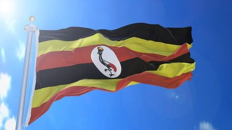 Uganda animated flag pack in 3D and green screen Stock Footage 119931766