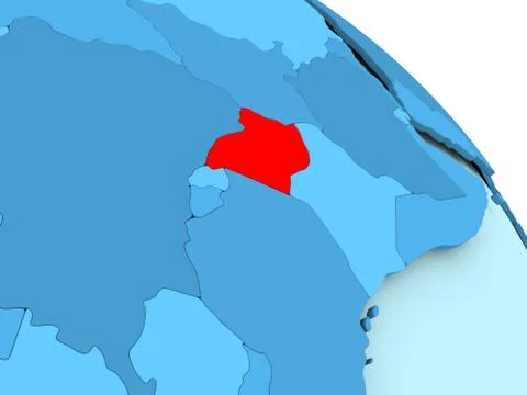 Uganda on blue globe Stock Illustration