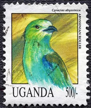 UGANDA - CIRCA 1992: post stamp 50 Ugandan shillings printed by Republic of U Stock Photos