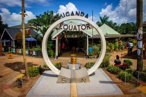 Uganda Equator statue to indicate th equator line Stock Photos