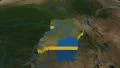 Uganda extruded. Blue Marble. 4k or 4k+ Resolution
