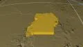 Uganda extruded. Bumps. Graticule. 4k or 4k+ Resolution