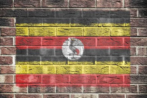 Uganda flag on a brick wall Stock Illustration
