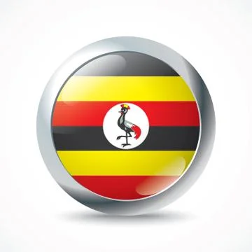 Uganda flag button Stock Illustration
