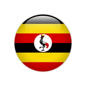 Uganda flag on button Stock Illustration
