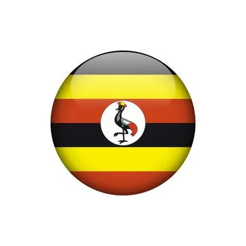 Uganda Flag Circle Button Vector Template Stock Illustration