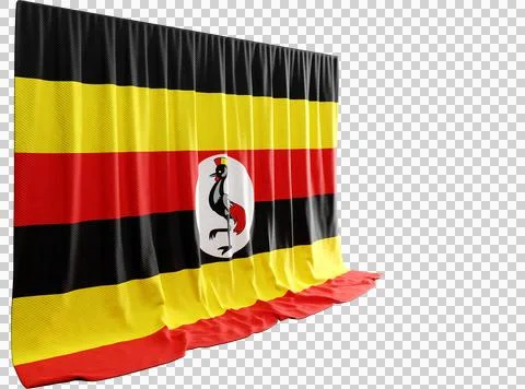 Uganda Flag Curtain in 3D Rendering called Flag of Uganda Stock Illustration