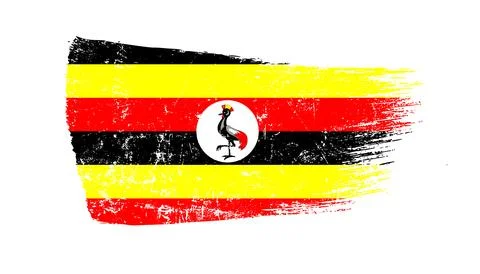Uganda Flag Designed in Brush Strokes and Grunge Texture Stock Illustration