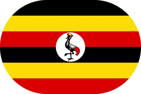 Uganda flag in flat oval design Illustrazione stock