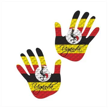 Uganda flag hand vector 库存插图