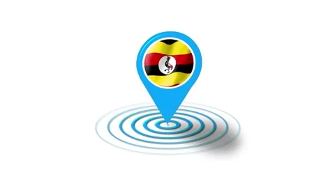 Uganda flag icon 3d GPS location tracking animation in white background Stock Footage 264958564