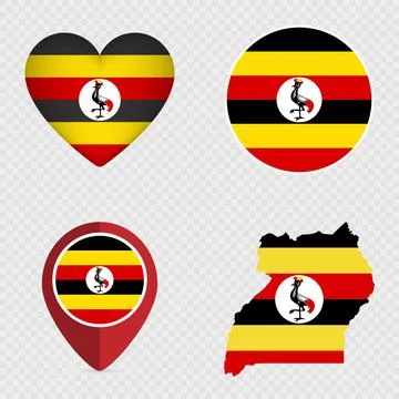 Uganda Flag Icons Pack. Vector illustration. Stock Illustration