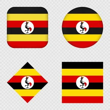 Uganda Flag Icons Pack. Vector illustration. Stock Illustration