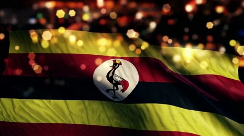 Uganda Flag Light Night Bokeh Abstract Loop Animation 4K Stock Footage 47675846