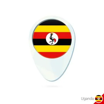 Uganda flag location map pin icon on white background. Stock Illustration