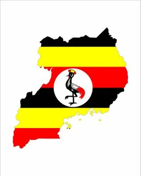 Uganda flag map Stock Illustration