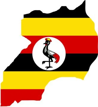Uganda Flag in Map, Uganda Map with Flag, Country Map, Uganda Map with Flag.. Illustrazione stock