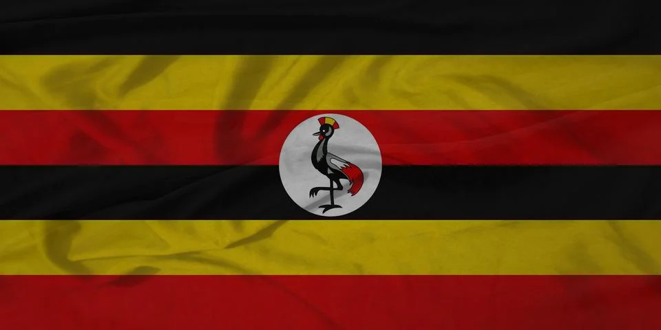 Uganda   Flag rippling sky texture Stock Illustration