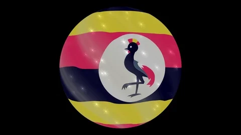 Uganda flag in a round ball rotates. Flicker and shine. Animation loop Stock Footage 110674313