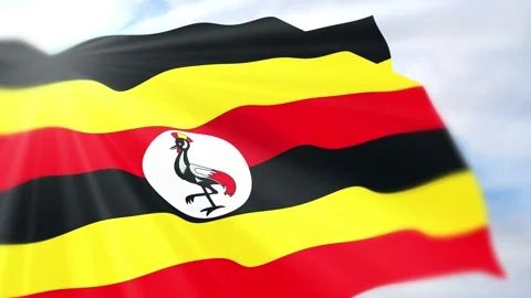 Uganda Flag Seamless Loop 4k 60fps on Sky Background Stock Footage 340621162